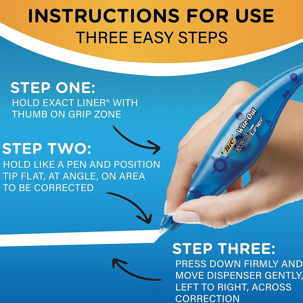 Correction & White-Out|BIC Wite-Out EZ Correct Correction Tape, White, 18/Pack (WOTAP18-WHI)