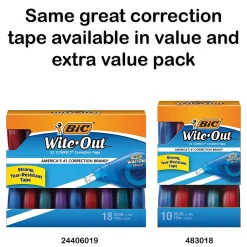 Correction & White-Out|BIC Wite-Out EZ Correct Correction Tape, White, 2/Pack (50592)