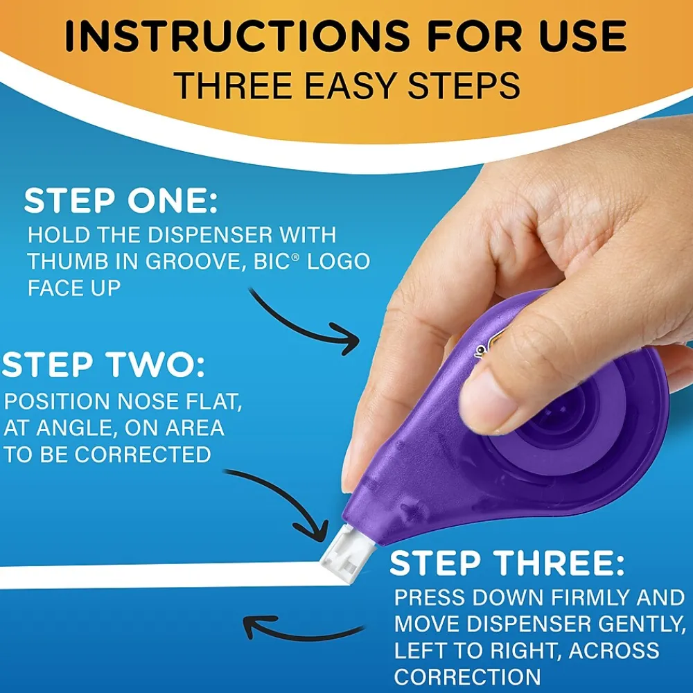 Correction & White-Out|BIC Wite-Out EZ Correct Correction Tape, White, 2/Pack (50592)