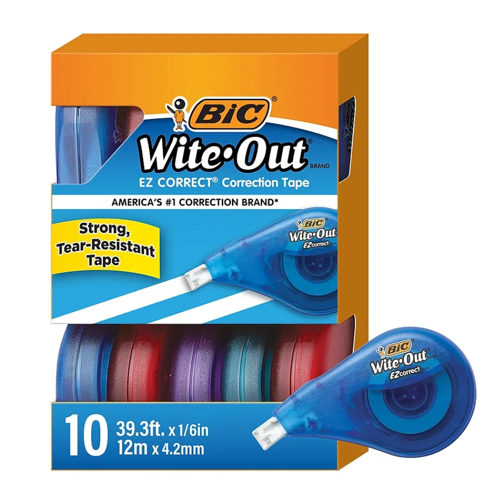 Correction & White-Out|BIC Wite-Out EZ Correct Correction Tape, White, 10/Pack (50790)