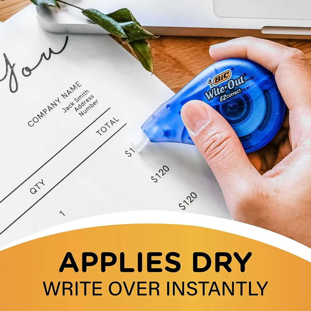 Correction & White-Out|BIC Wite-Out EZ Correct Correction Tape, White, 10/Pack (50790)