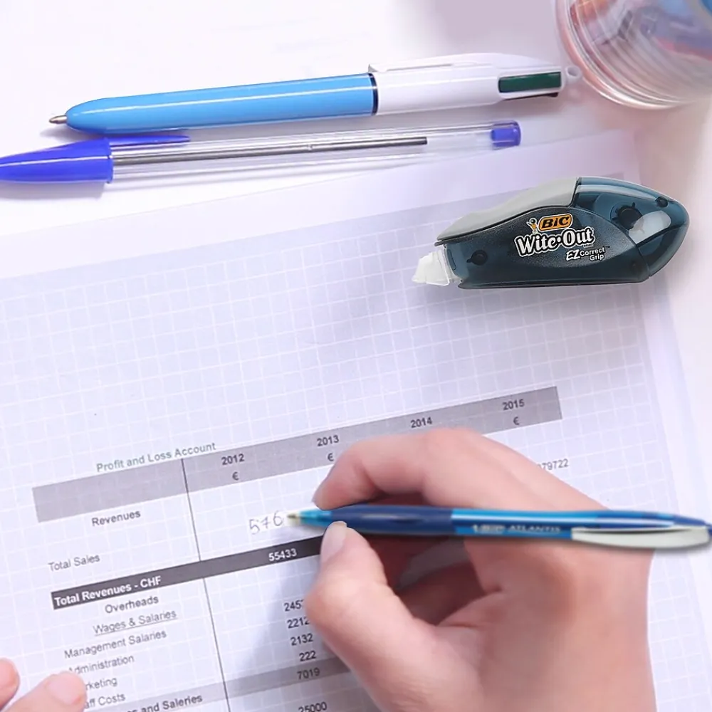 Correction & White-Out|BIC Wite-Out EZ Grip Correction Tape, White, 2/Pack (WOECGP21)