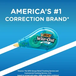 Correction & White-Out|BIC Wite-Out Mini Correction Tape, White, 6/Pack (WOTMP61-WHI)