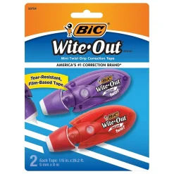 Correction & White-Out|BIC Wite-Out Mini Correction Tape, White, 2/Pack (50754)