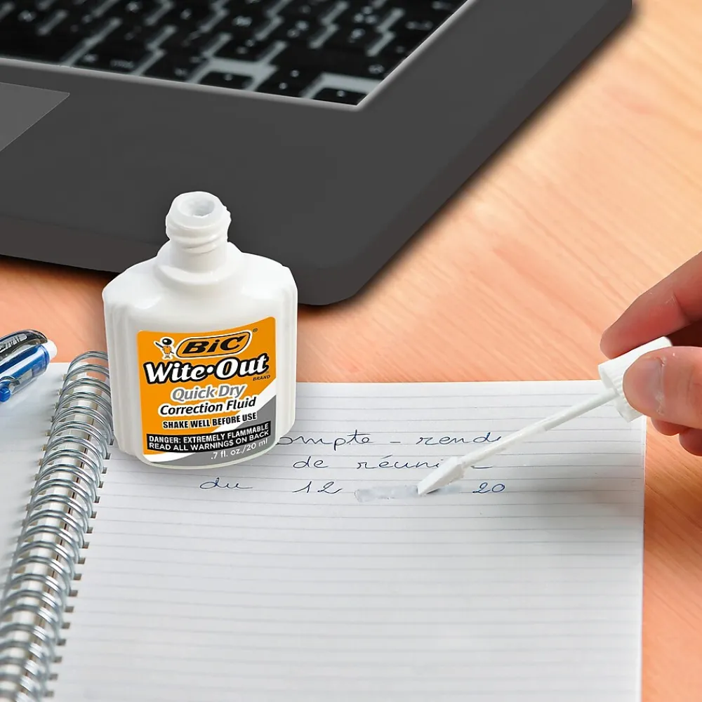 Correction & White-Out|BIC Wite-Out Quick Dry Correction Fluid, 20 ml., White (50605/WOFQD12)