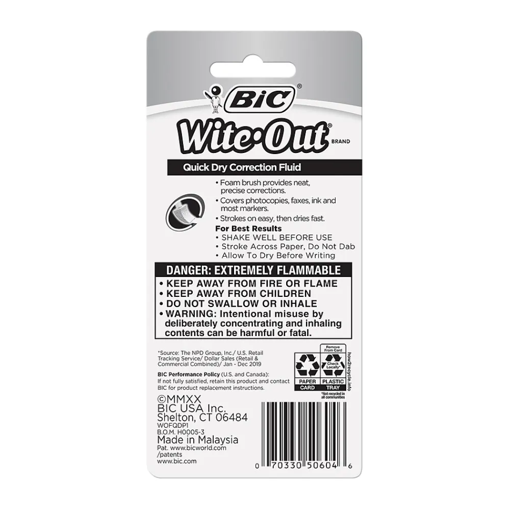 Correction & White-Out|BIC Wite-Out Quick Dry Correction Fluid, 20 ml., White (50605/WOFQD12)