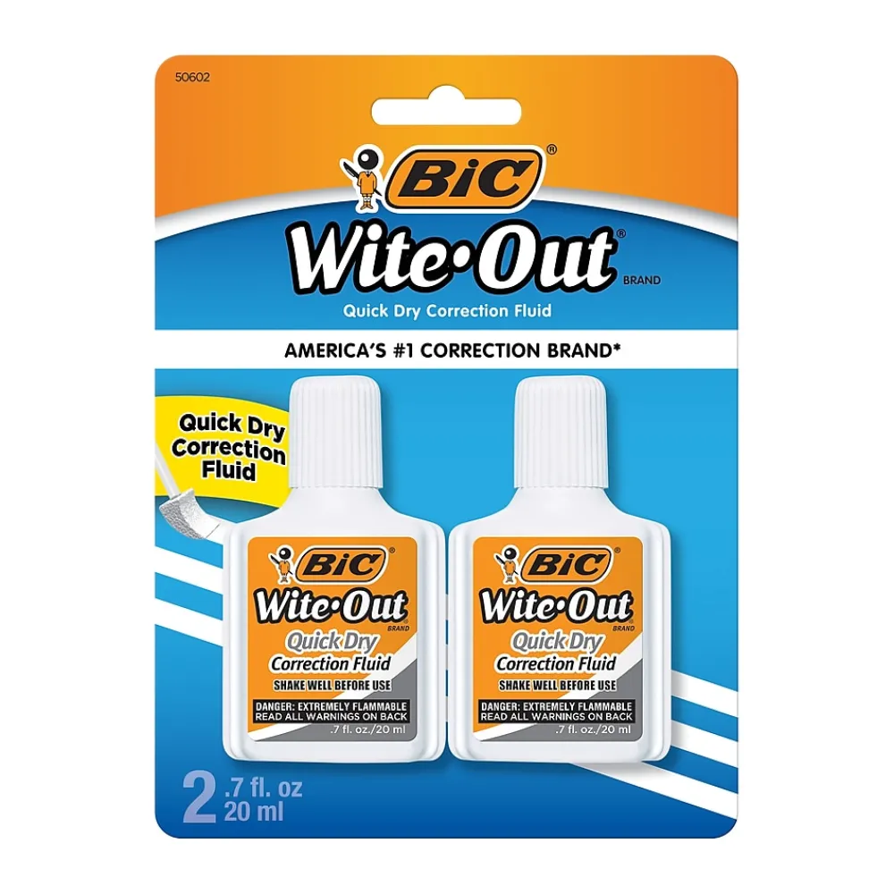 Correction & White-Out|BIC Wite-Out Quick Dry Correction Fluid, 20 ml., White, 2/Pack (WOFQDP24-A-WHI)