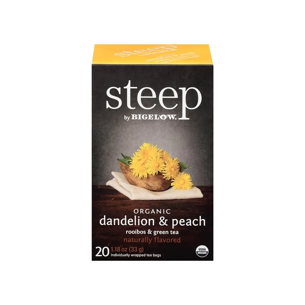 Bigelow Steep Dandelion & Peach Green & Rooibos Tea Bags, 20/Box (17715)