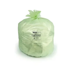 60-64 Gallon Compostable Industrial Trash Bag, 47" x 60", Low Density, 0.8 Mil, Green, 125 Bags/Box, 5 Rolls<BioTuf Clearance