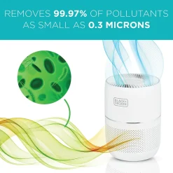Black & Decker HEPA Tabletop Air Purifier, 3-Speed, White (BAPT02)