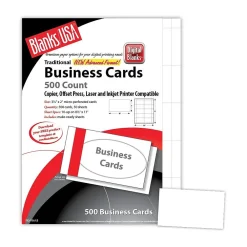 Business Cards*Blanke Blanks/USA® 3 1/2" x 2" 80 lbs. Micro-Perforated Smooth Business Card, White, 500/Pack