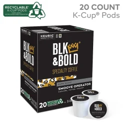 BLK & Bold Smoove Operator Coffee Keurig® K-Cup® Pods, Dark Roast, 20/Box ( OKB90056 )