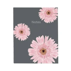 Subject Notebooks|Blueline Pink Daisy NotePro Professional Notebooks, 7.25" x 9.25", College Ruled, 75 Sheets, Gray/Silver (A6016.01)