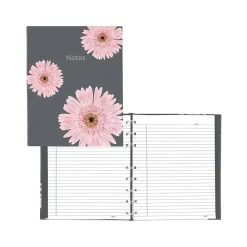 Subject Notebooks|Blueline Pink Daisy NotePro Professional Notebooks, 7.25" x 9.25", College Ruled, 75 Sheets, Gray/Silver (A6016.01)