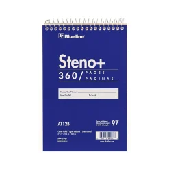Notepads|Blueline Steno+ Pad, 6" x 9", Pitman-Ruled, Blue, 180 Sheets/Pad (AT12B)