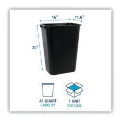 10.25 gal. Plastic Trash Can without Lid, Black (UNS 41QTWB BLA)<Boardwalk Sale