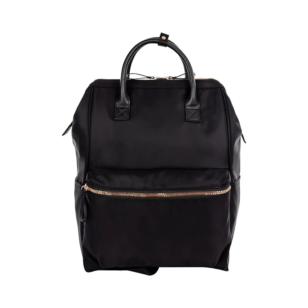 Black Genuine Leather Backpack/Tote Bag, Medium (BKP5029BS-BLACK)<Bond Street Outlet