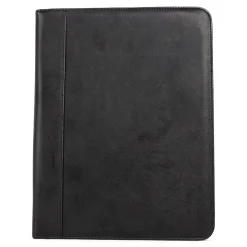 Faux Leather Padfolio with Zipper Closure, Black (WRC5043BS-Black)<Bond Street Outlet
