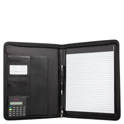 Faux Leather Padfolio with Zipper Closure, Black (WRC5043BS-Black)<Bond Street Outlet