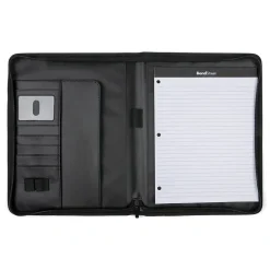 Faux Leather Padfolio with Zipper Closure, Gray (WRC1503BS-GREY)<Bond Street Discount