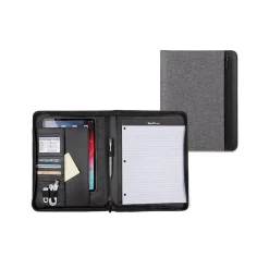 Faux Leather Padfolio with Zipper Closure, Gray (WRC1503BS-GREY)<Bond Street Discount