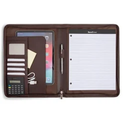 Faux Leather Padfolio with Zipper Closure, Brown (WRC5043BS-BROWN)<Bond Street Hot