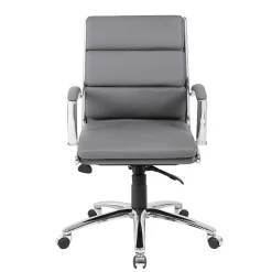 Office Chairs*Boss Office Products BOSS® Caresoft Plus Executive Series Mid Back Executive Chair with Metal Chrome Finish, Grey (B9476-GY)