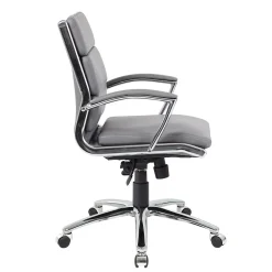 Office Chairs*Boss Office Products BOSS® Caresoft Plus Executive Series Mid Back Executive Chair with Metal Chrome Finish, Grey (B9476-GY)