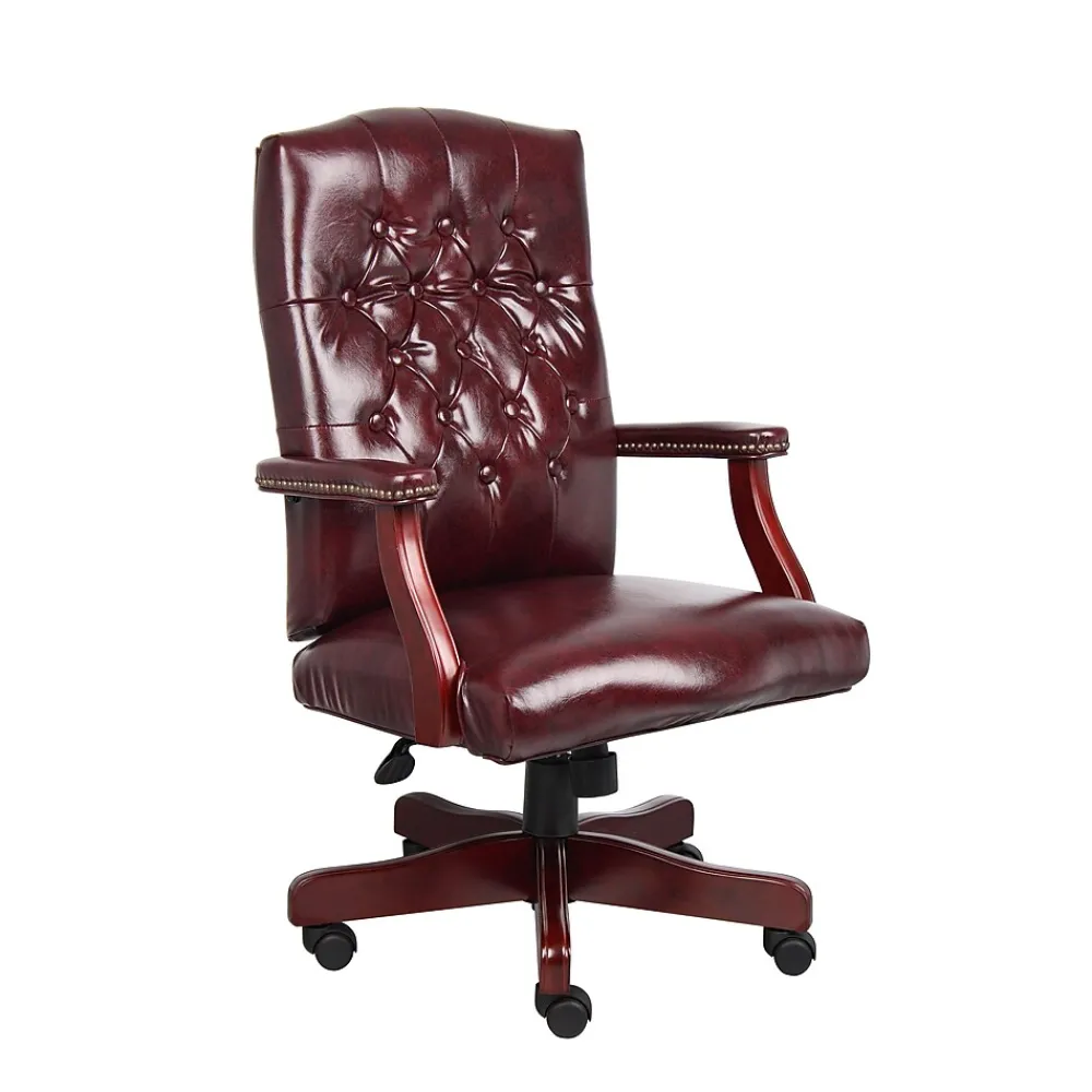 Office Chairs*Boss Office Products Boss Classic Vinyl Executive Oxblood Chair, Burgundy/Mahogany Finish Frame (B905-BY)