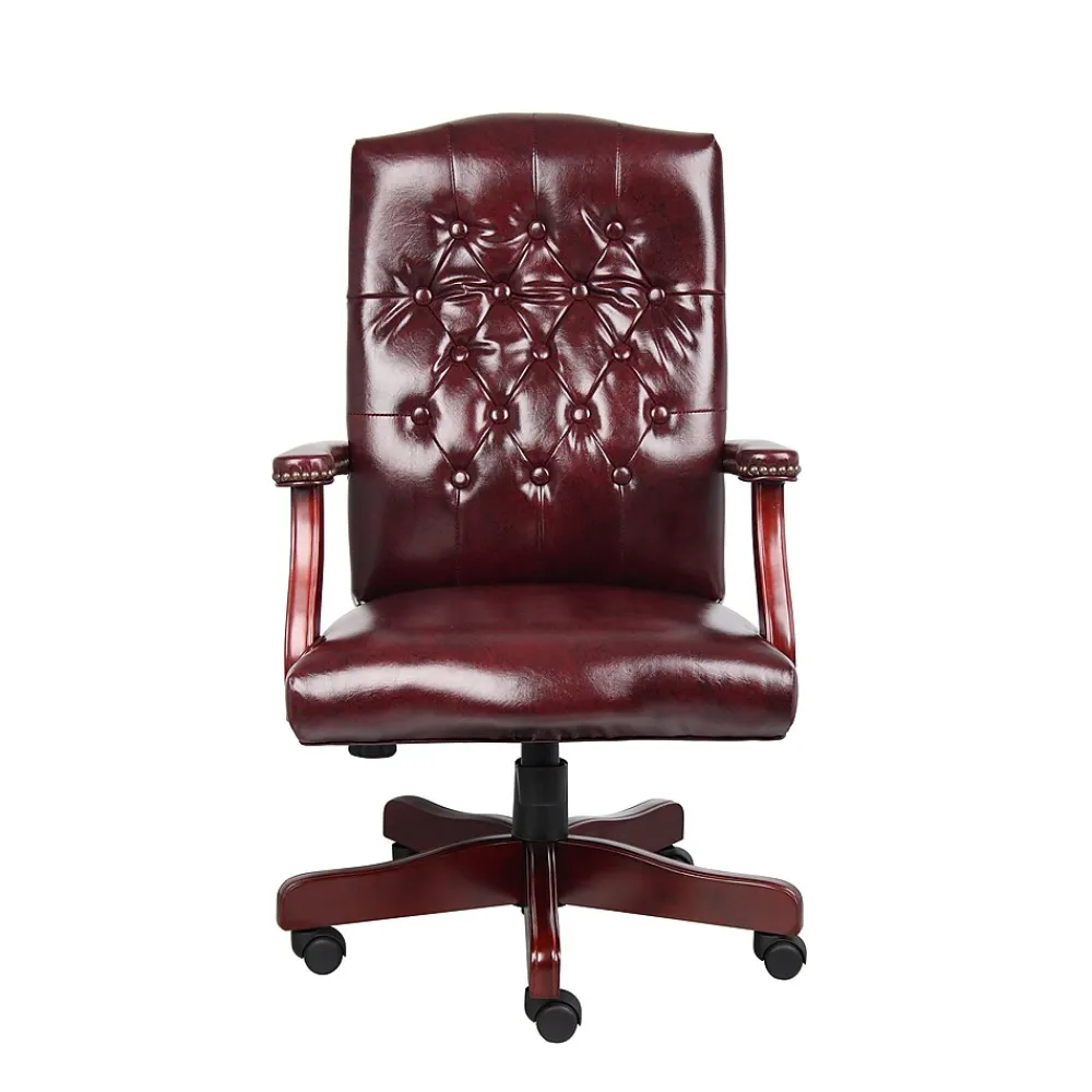 Office Chairs*Boss Office Products Boss Classic Vinyl Executive Oxblood Chair, Burgundy/Mahogany Finish Frame (B905-BY)