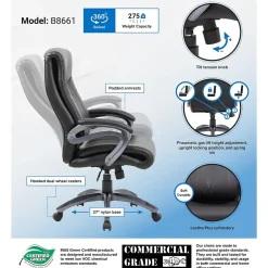 Office Chairs*Boss Office Products Boss Double Layer Executive Chair, Black (B8661)