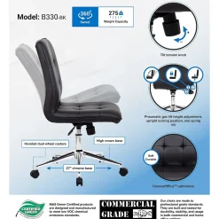 Office Chairs*Boss Office Products Boss Millennial Modern Faux Leather Computer and Desk Chair, Black (B330-BK)