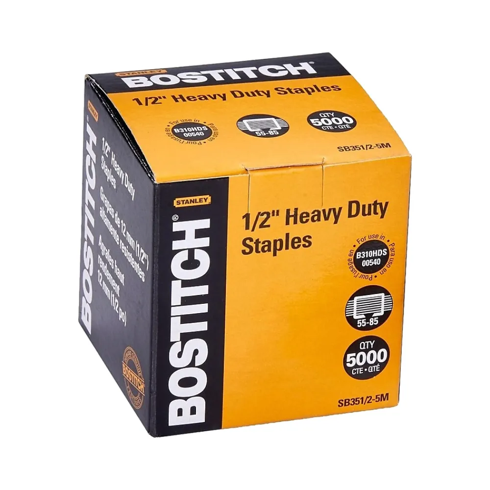 Staples|Bostitch 1/2" Length High Capacity Staples, Full Strip, 5000/Box (SB351/2-5M)