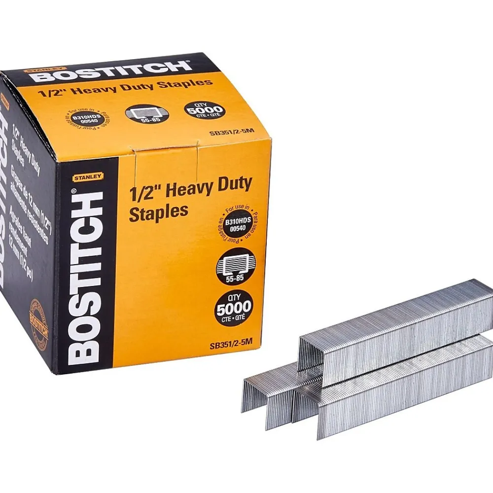Staples|Bostitch 1/2" Length High Capacity Staples, Full Strip, 5000/Box (SB351/2-5M)