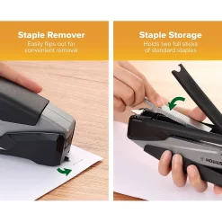 Staplers|Bostitch InPower 25 Desktop Stapler, 25-Sheet Capacity, (PPR1100) Black/Gray