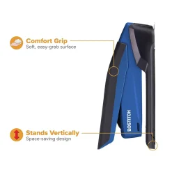 Staplers|Bostitch InPower Spring-Powered Desktop Stapler, 20-Sheet, Blue/Black (1122)