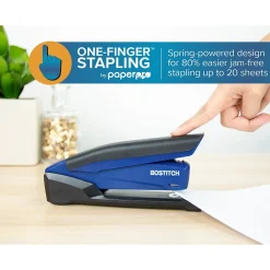 Staplers|Bostitch InPower Spring-Powered Desktop Stapler, 20-Sheet, Blue/Black (1122)