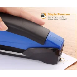 Staplers|Bostitch InPower Spring-Powered Desktop Stapler, 20-Sheet, Blue/Black (1122)