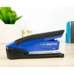 Staplers|Bostitch InPower Spring-Powered Desktop Stapler, 20-Sheet, Blue/Black (1122)