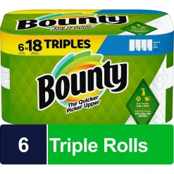 Bounty Select-A-Size Triple Roll Paper Towels, 2-ply, 135 Sheets/Roll, 6 Rolls/Pack (67001/05630)
