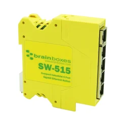 Best Brainboxes Industrial 5-Port Gigabit Ethernet Unmanaged Switch, 10/100/1000 Mbps, Yellow (SW-515)