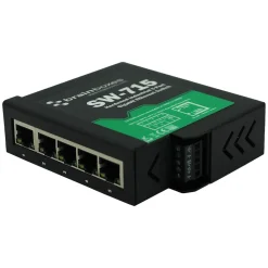 Hot Brainboxes Industrial 5-Port Gigabit Ethernet Unmanaged Switch, 10/100/1000 Mbps, Black (SW-715)