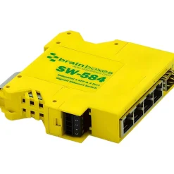 Clearance Brainboxes Industrial 4-Port Gigabit Ethernet Unmanaged Switch, Yellow (SW-584)