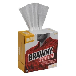 Professional H600 Synthetic Fiber Cleaning Wipers, 12.5" x 9.1", White, 200 Wipers/Box, 10/Carton (29316)<Brawny New