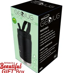 Brentwood Geojug Stainless Steel Double Walled Sports Water Jug, 40 oz., Black (G-1200BK)