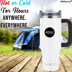 Geojug Stainless Steel Double Walled Tumbler Cup, 40 oz., Cream (CMB-1200CRM)<Brentwood Outlet