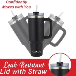 Geojug Stainless Steel Double Walled Tumbler Cup, 40 oz., Black (CMB-1200BK)<Brentwood