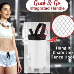 Geojug Stainless Steel Double Walled Sports Water Jug, 40 oz., Cream (G-1200CRM)<Brentwood