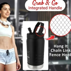 Geojug Stainless Steel Double Walled Sports Water Jug, 64 oz., Black (G-1900BK)<Brentwood Discount