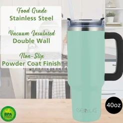 Geojug Stainless Steel Double Walled Tumbler Cup, 40 oz., Blue (CMB-1200BL)<Brentwood Online